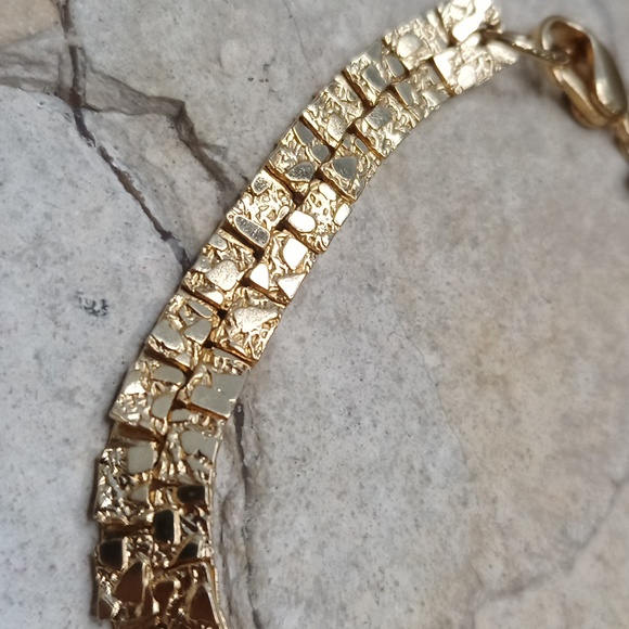 Vintage Gold plated men's ID bracelet Bob Robert gold nugget Onyx - Picture 4 of 9